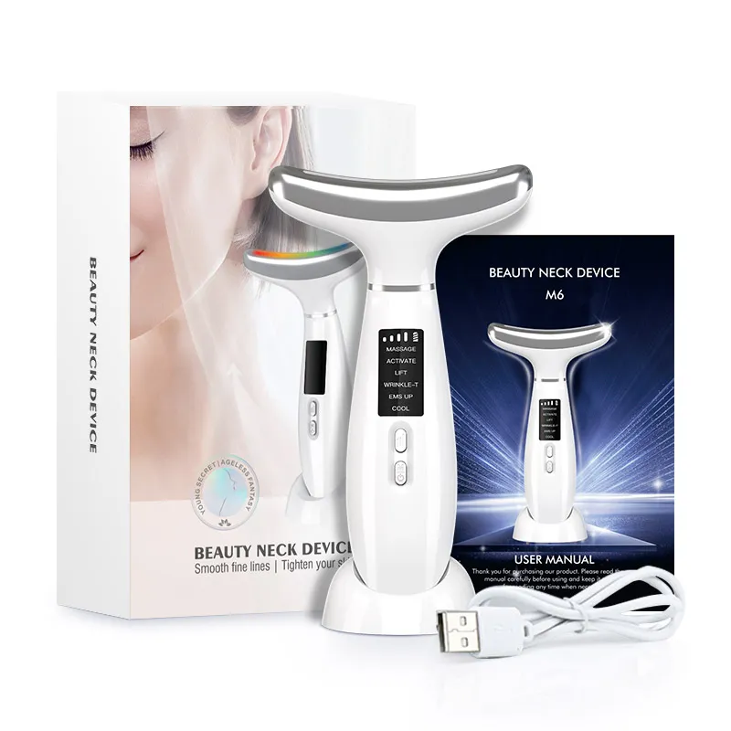 4 Colors LED Light Therapy Microcurrent Face Lifting Double Chin Removal Neck Beauty Device