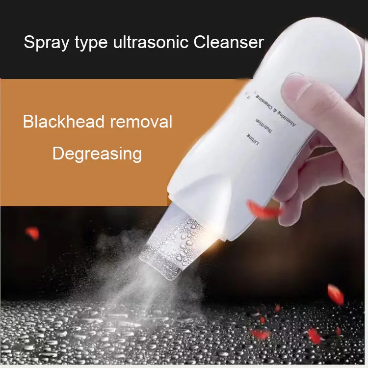 Facial Cleaner Ultrasonic Skin Scrubber Gold Blackhead Removal Beauty Machine Removing Kit Scraper