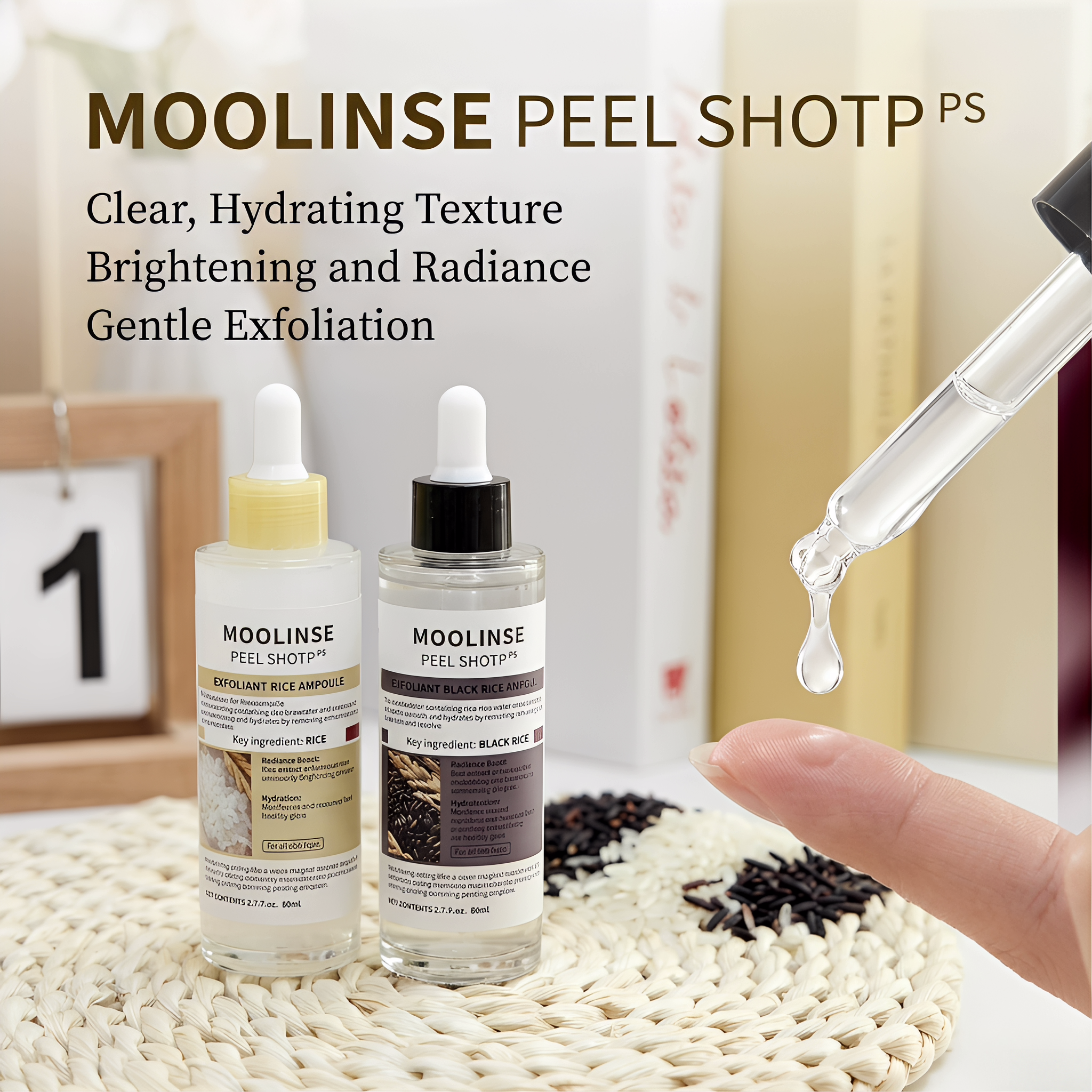 White Black Rice Liquid AHA Hyaluronic Acid For Face Exfoliation Dead Skin Removal Pore Shrinking Blackheads Removal-80ml Home