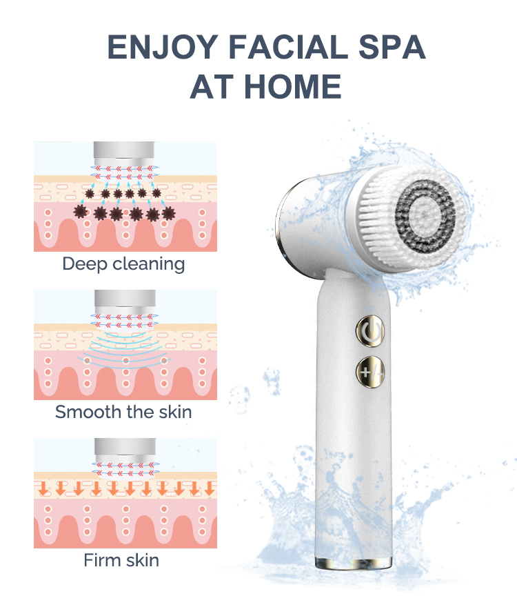Face Care Portable Waterproof Facial Cleansing Spin Roller Sonic Massager Exfoliators Body Use Silicone Electric Face Brush