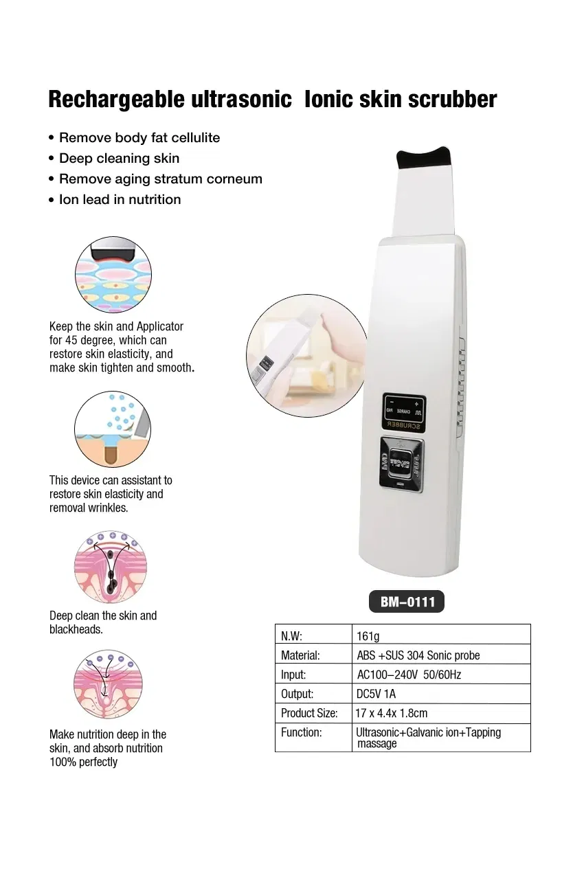 Ultrasonic Blackhead Pore Remove Facial Deep Cleaning 4 Mode Skin Care Tool Silicone Cover Skin Spatula Skin Scrubber