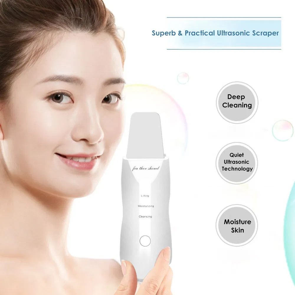 Facial Cleaner Ultrasonic Skin Scrubber Gold Blackhead Removal Beauty Machine Removing Kit Scraper