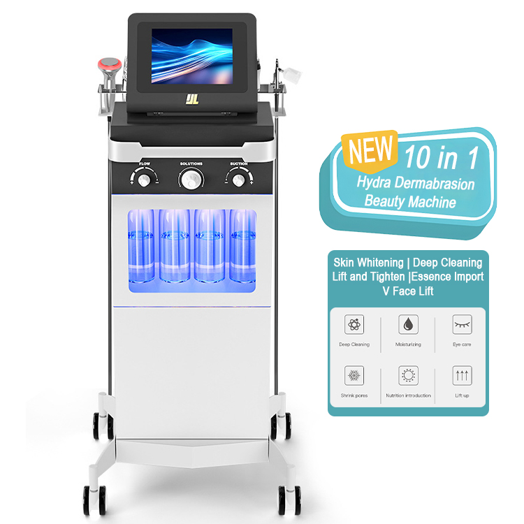 10-in-1 Oxygen Jet Peel Beauty Machine Skin Rejuvenation Whitening RF Aqua Skin Scrubber Salon Facial Machine for Face Use