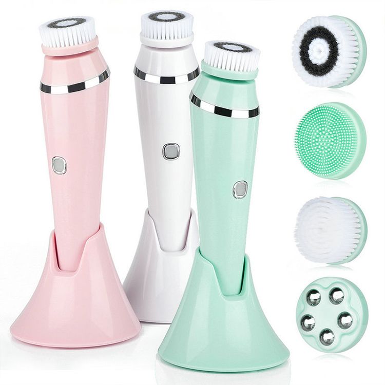 Rechargeable Electric Hand Held Facial Face Scrub Wash Cleanser Sonic Vibration Massager Brush Exfoliation Silicone Face