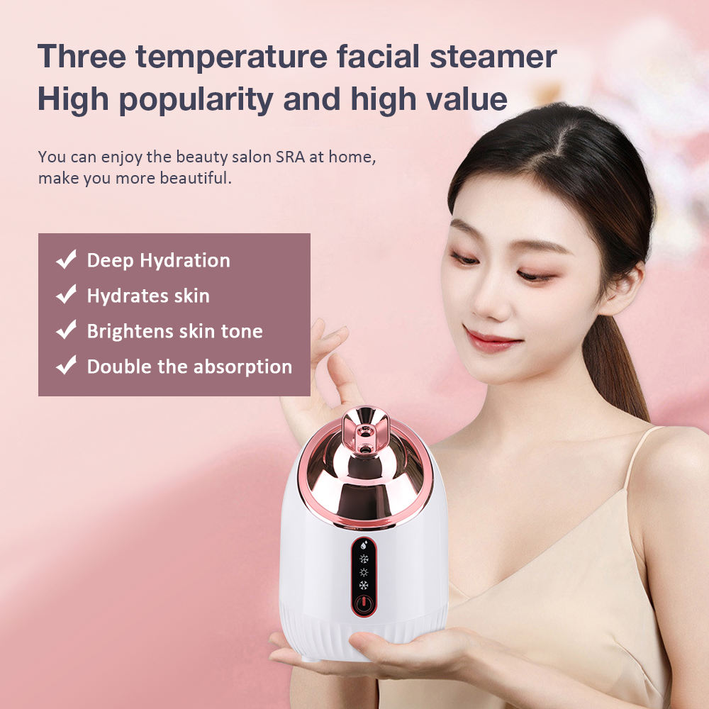 Electric Face Steamer Hot &amp; Cold &amp; Warm Three Spray Nano Small Hydrating Open Pore Cleaning Household Use Facial Steamer