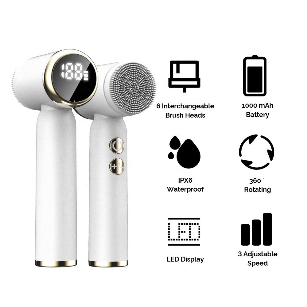 Face Care Portable Waterproof Facial Cleansing Spin Roller Sonic Massager Exfoliators Body Use Silicone Electric Face Brush