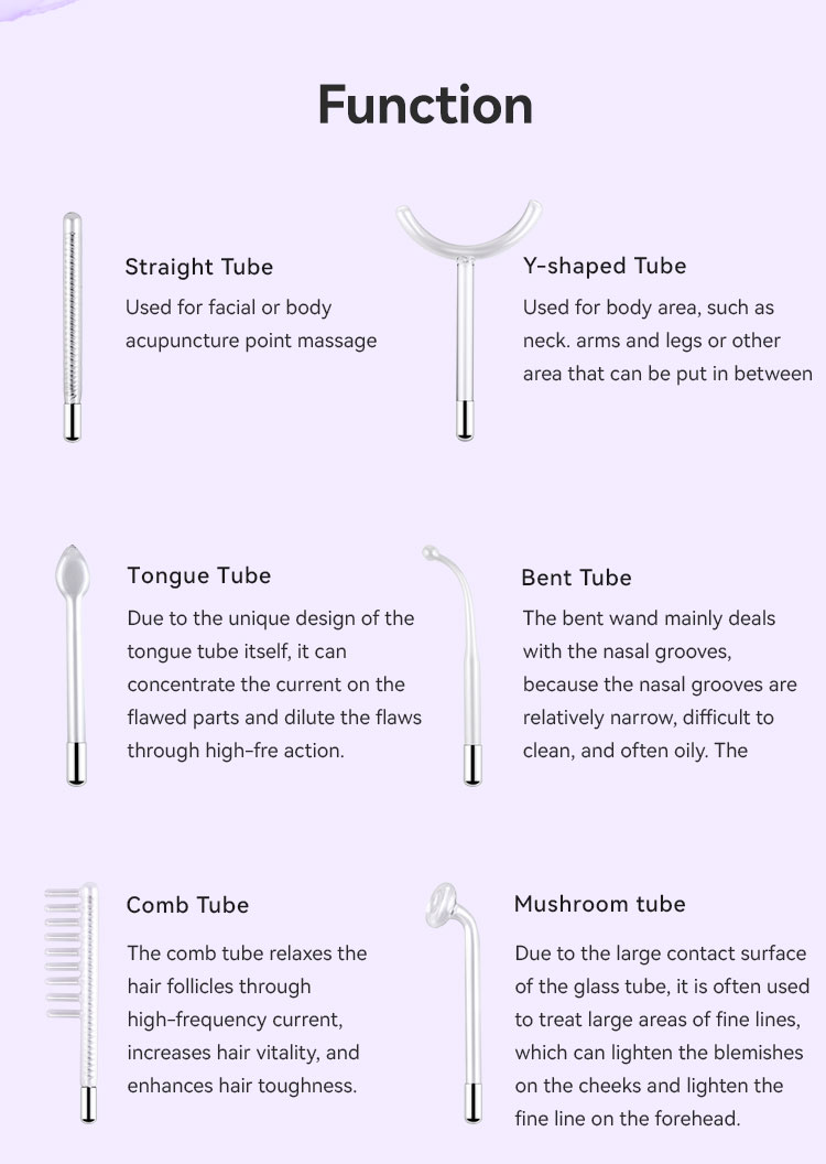 LCD Screen High Frequency Handheld Electrotherapy Skin Care Galvanic High Frequency Wand Facial Machine