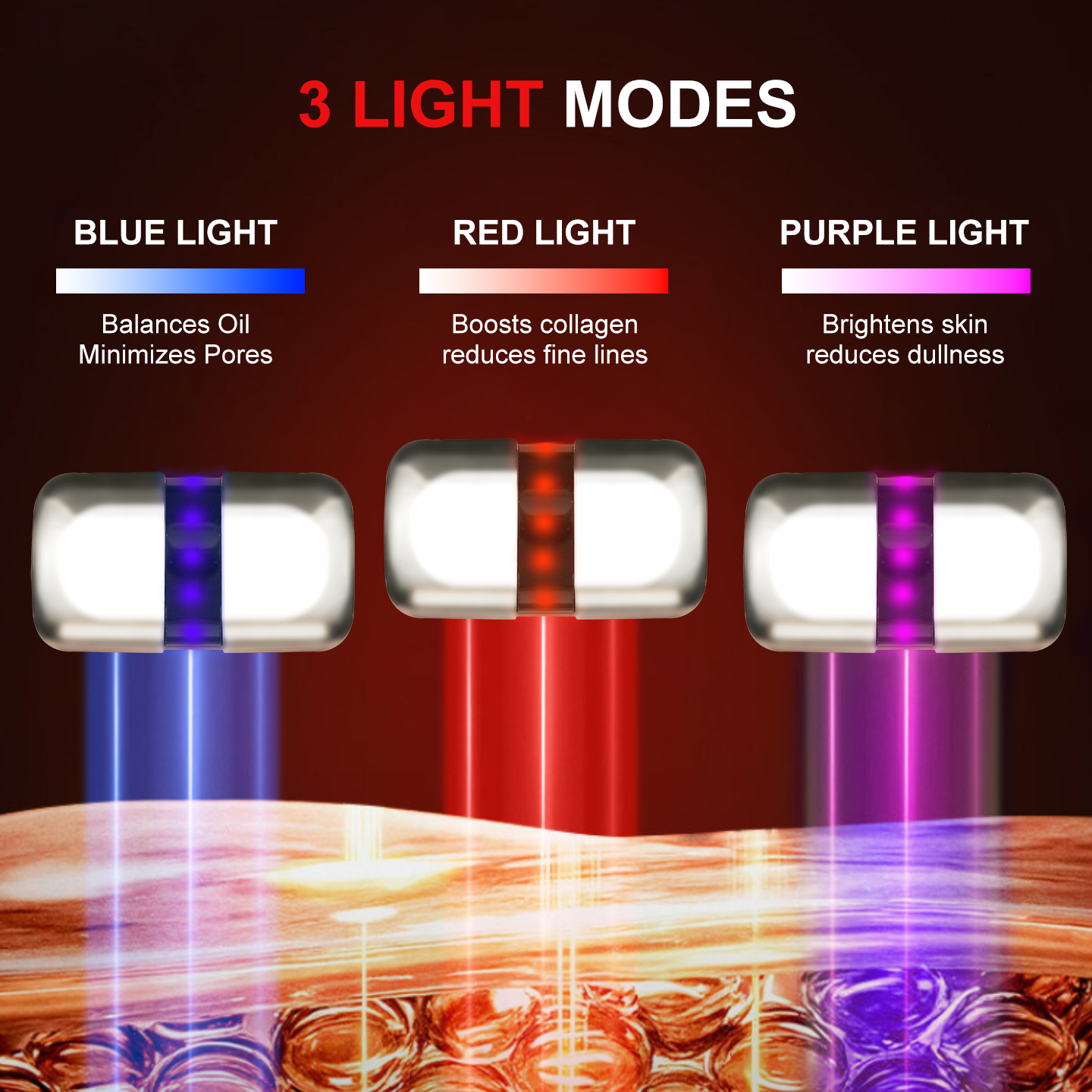 Purple Light Brightening Beauty Wand Dullness Correction Face Lifting Hydrating Anti-Wrinkle Serum Infusion Device