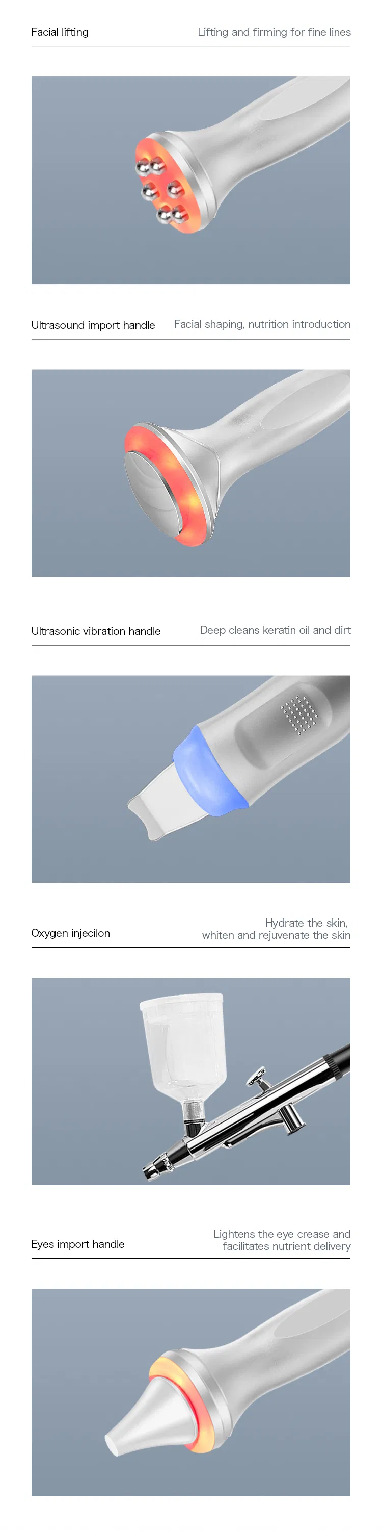 10-in-1 Oxygen Jet Peel Beauty Machine Operating Probes Specifications