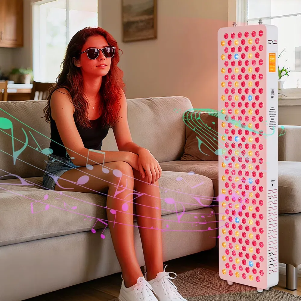 9 Wavelength Music Playback LED Blue Red Light Therapy Panel for Skin Rejuvenation, FDA Mdl CE Infrared Lamp Pain Relief Sleep Improve Device Factory Wholesale