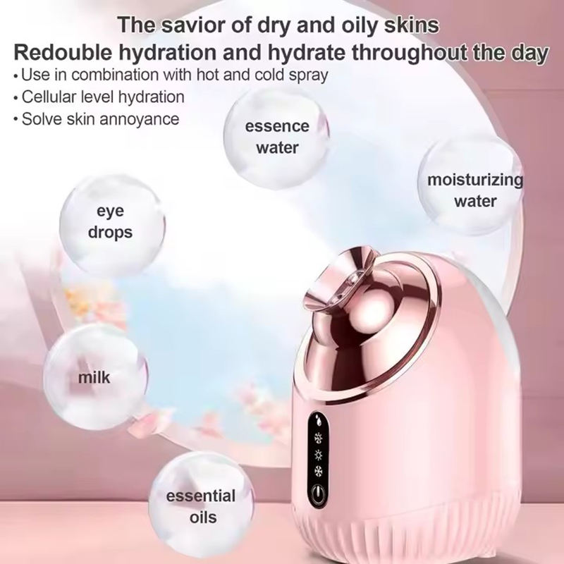Electric Face Steamer Hot &amp; Cold &amp; Warm Three Spray Nano Small Hydrating Open Pore Cleaning Household Use Facial Steamer