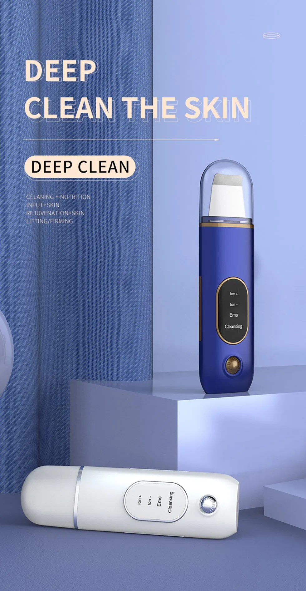 Small Portable Handheld Microcurrent Ultrasonic Facial Skin Cleanser Personal Skin Scrubber