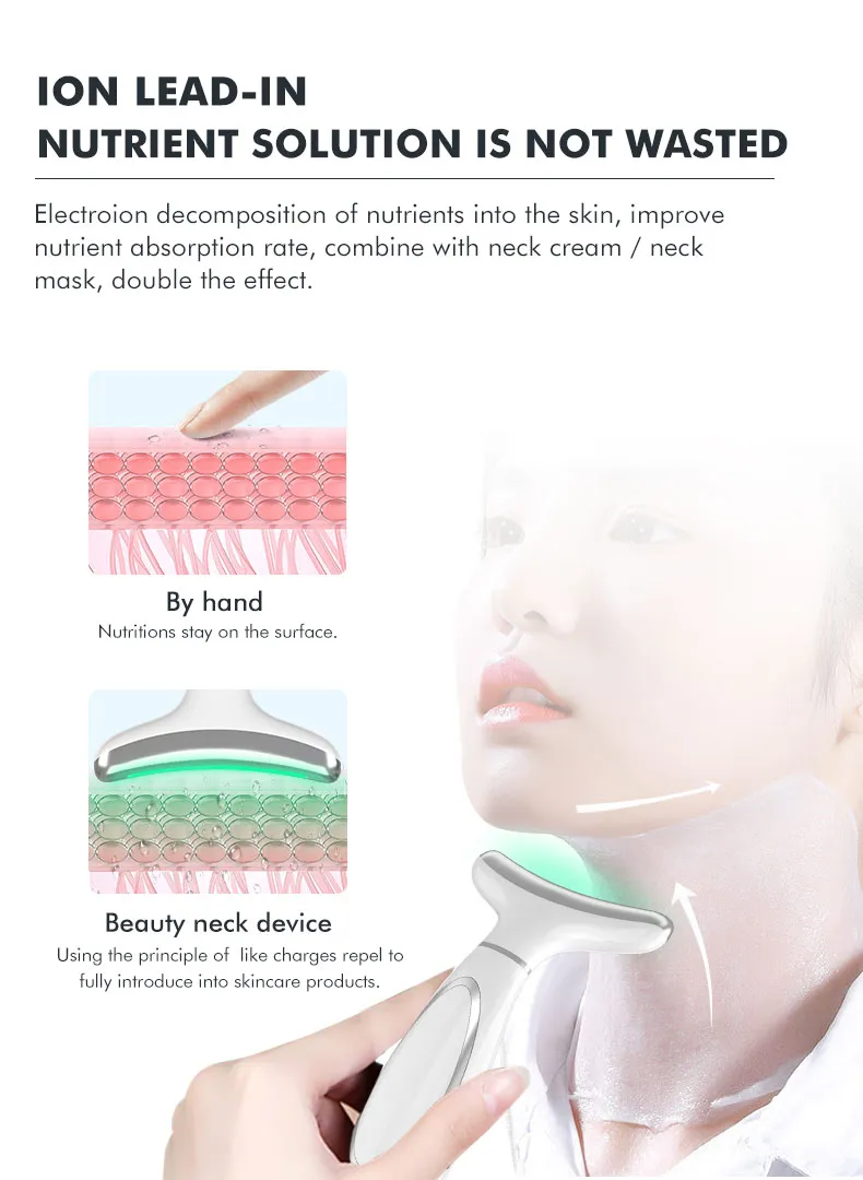 4 Colors LED Light Therapy Microcurrent Face Lifting Double Chin Removal Neck Beauty Device
