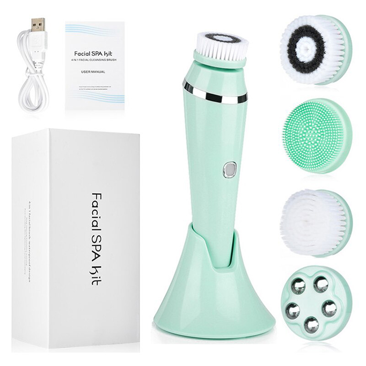 Rechargeable Electric Hand Held Facial Face Scrub Wash Cleanser Sonic Vibration Massager Brush Exfoliation Silicone Face