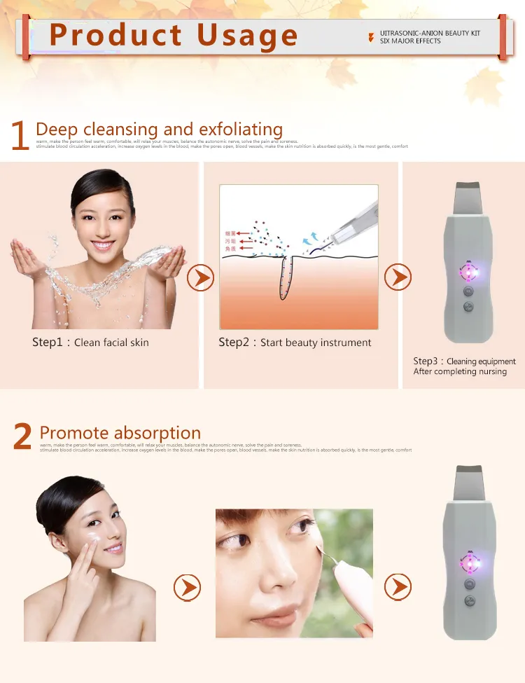 Skin Rejuvenation EMS Ultrasonic Ion Skin Scrubber for Face Cleaning