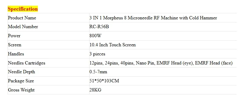 Professional 2in1 Multifunctional Depth 8 Cold Hammer Facial Microneedling RF Fractional Machine