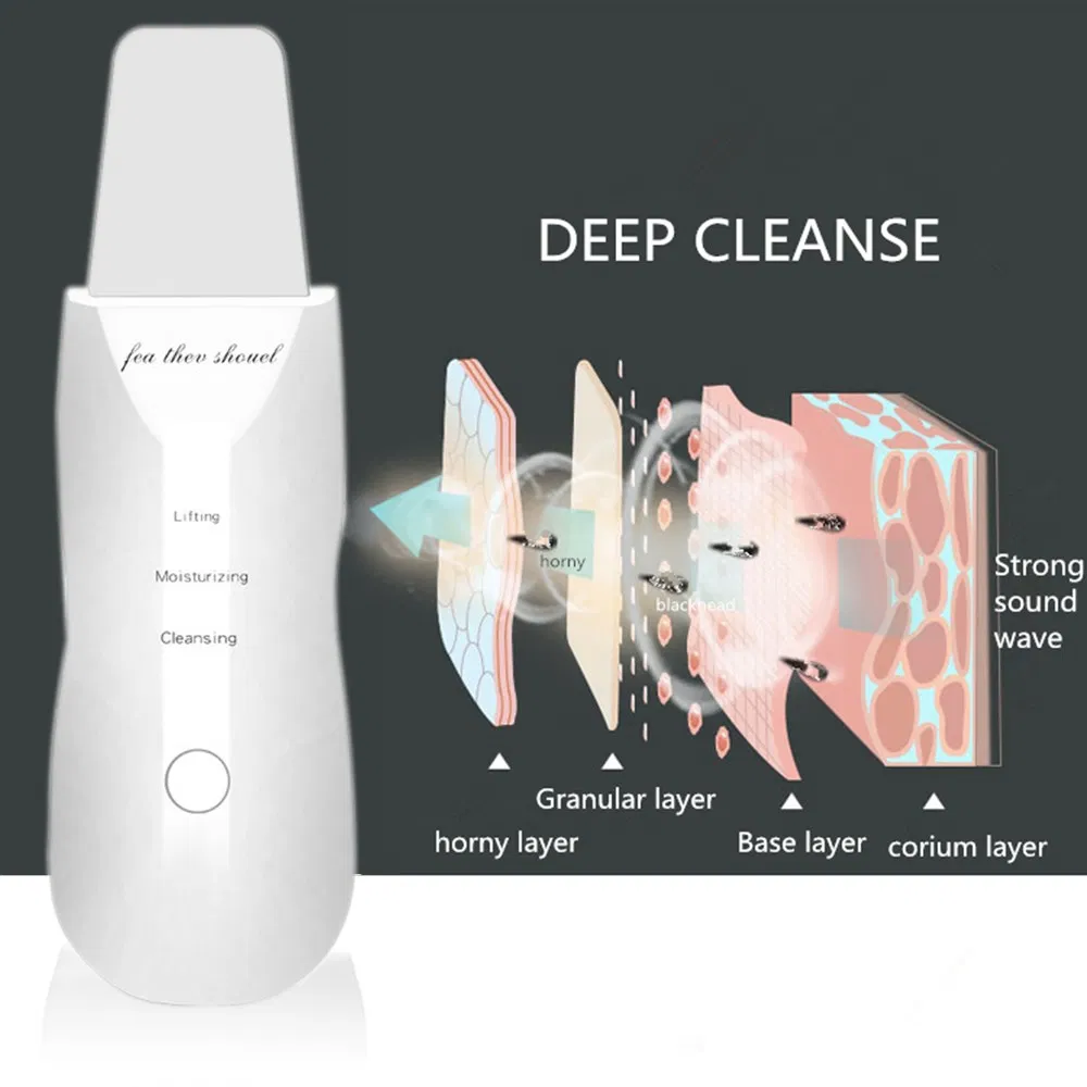 Facial Cleaner Ultrasonic Skin Scrubber Gold Blackhead Removal Beauty Machine Removing Kit Scraper