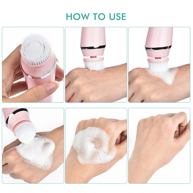 Rechargeable Electric Hand Held Facial Face Scrub Wash Cleanser Sonic Vibration Massager Brush Exfoliation Silicone Face