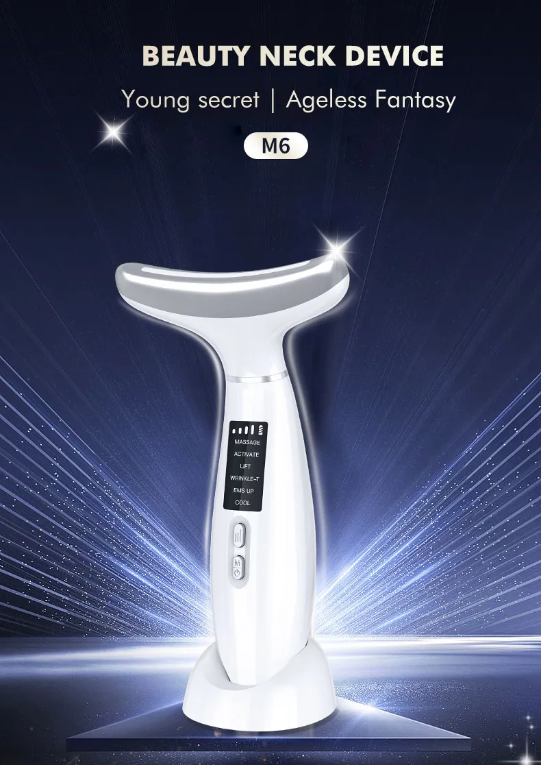 4 Colors LED Light Therapy Microcurrent Face Lifting Double Chin Removal Neck Beauty Device
