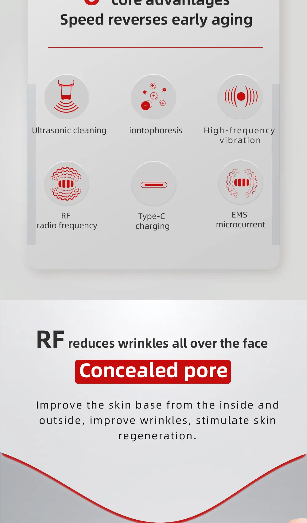 Multifunctional Skin Care Device Set Ultrasonic Skin Scrubber