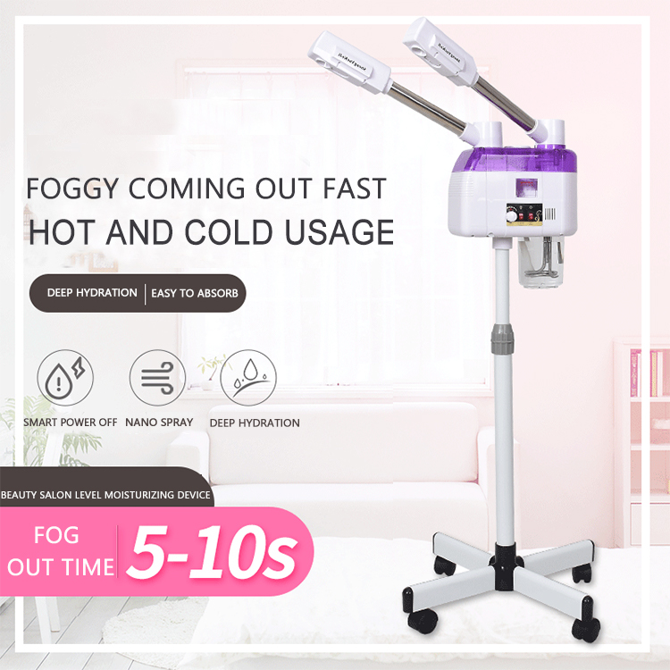 JPC Professional 800W Black Facial Steamer Magnifying Lamp Hot/Cold Mist 650ml Water Tank Normal Skin Electric Ozone SPA