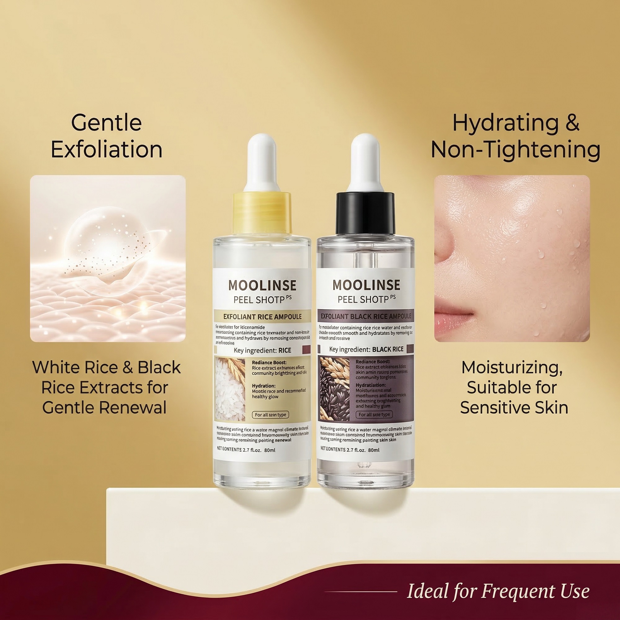 White Black Rice Liquid AHA Hyaluronic Acid For Face Exfoliation Dead Skin Removal Pore Shrinking Blackheads Removal-80ml Home