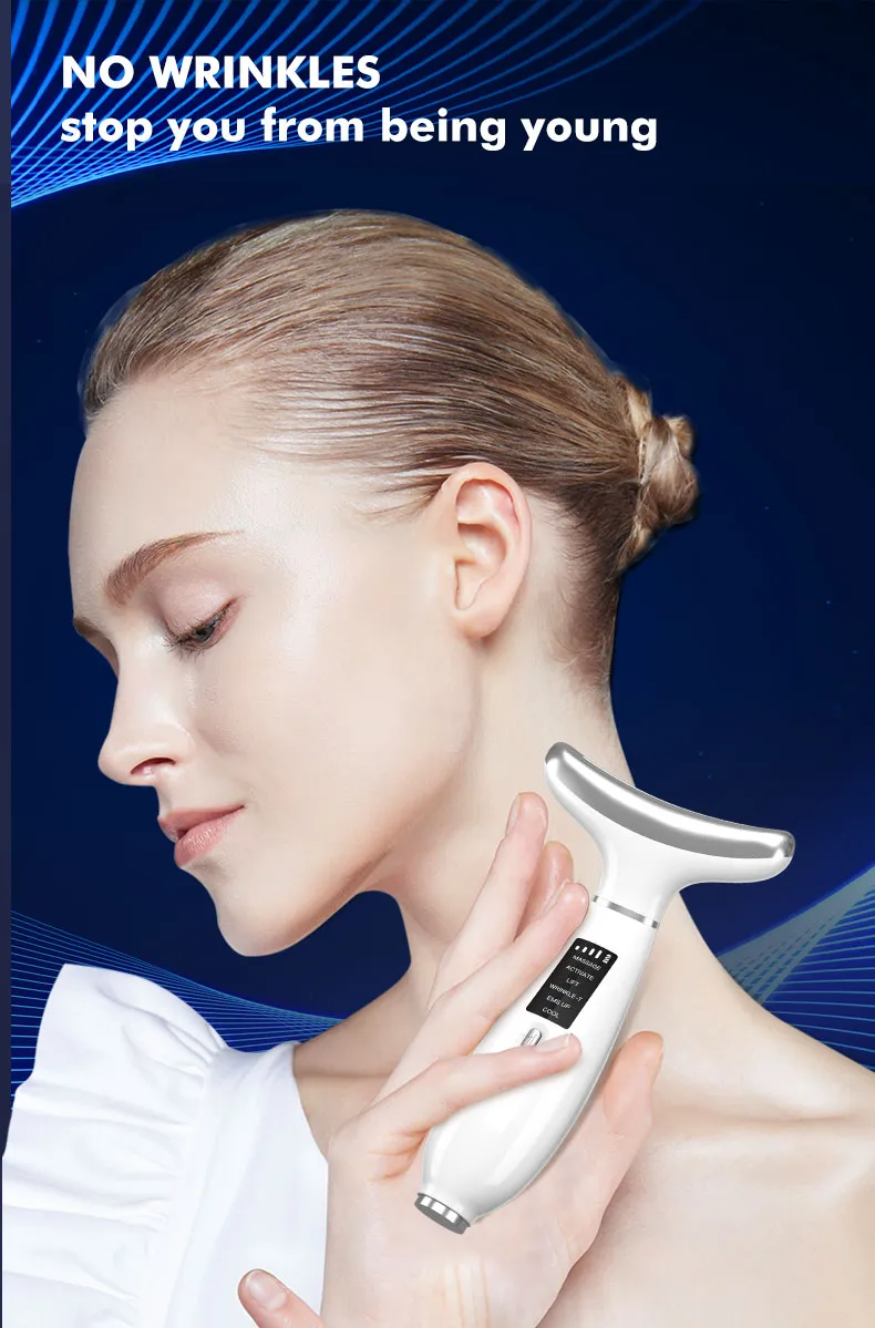 4 Colors LED Light Therapy Microcurrent Face Lifting Double Chin Removal Neck Beauty Device