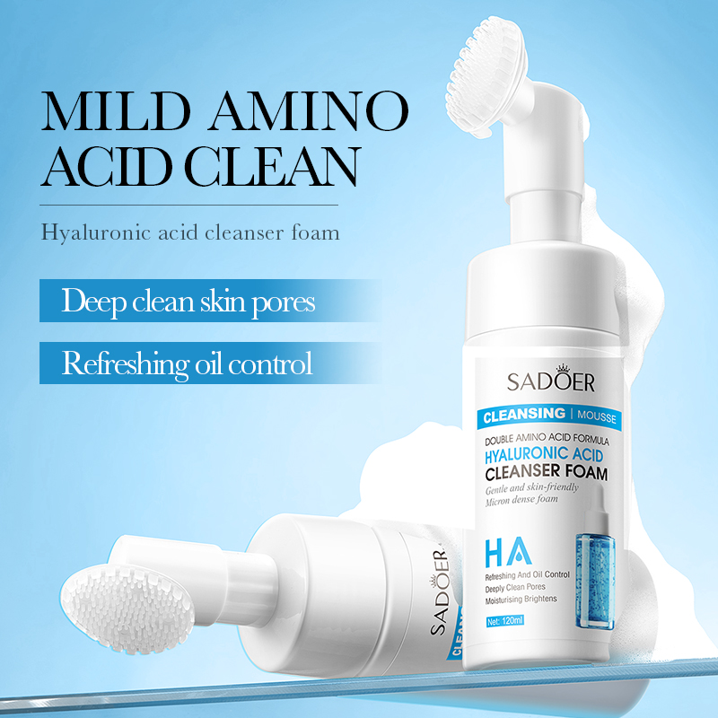 Organic Foaming Acne Face Wash Moisturizing Deep Cleansing Mousse Exfoliating Bubble Facial Cleanser With Brush Korean Natural