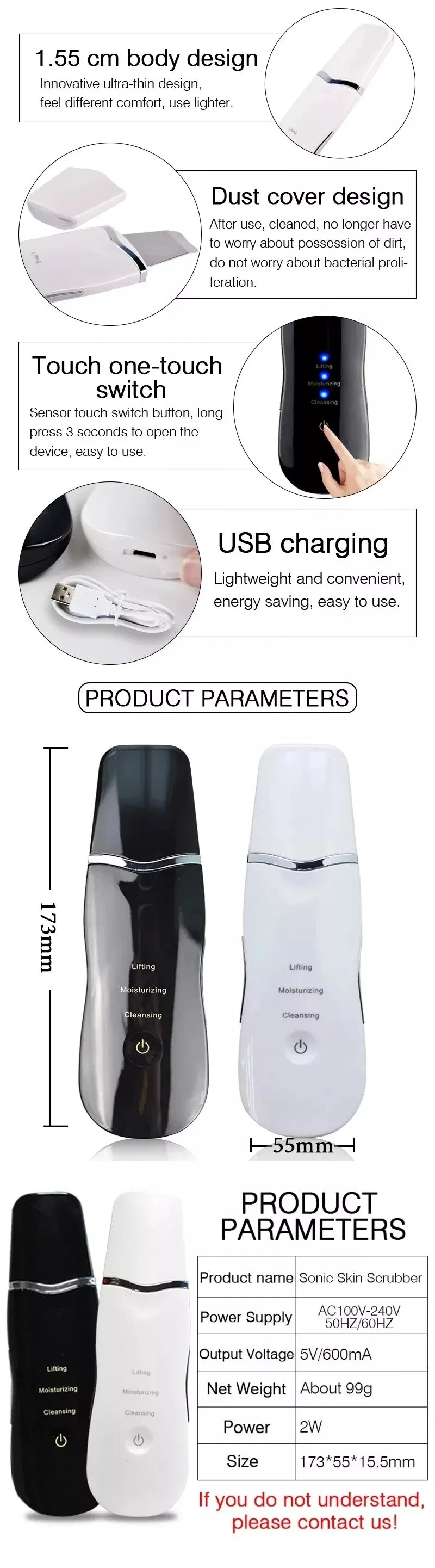 Facial Supplier Wholesale Ultrasonic Blackhead Remover Skin Scrubber
