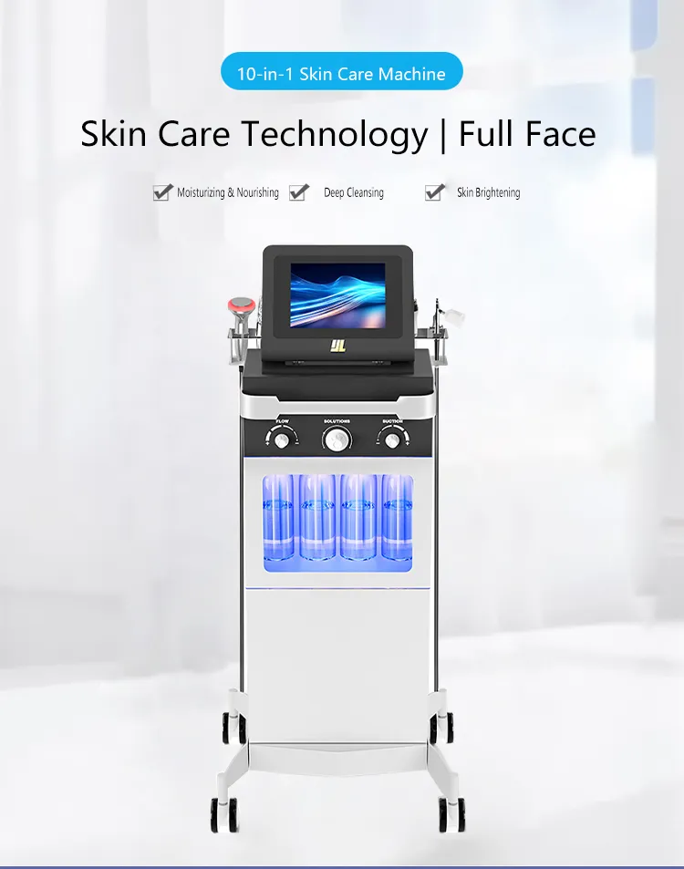 10-in-1 Oxygen Jet Peel Beauty Machine Skin Rejuvenation Whitening RF Aqua Skin Scrubber Salon Facial Machine