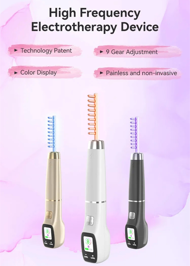 LCD Screen High Frequency Handheld Electrotherapy Skin Care Galvanic High Frequency Wand Facial Machine