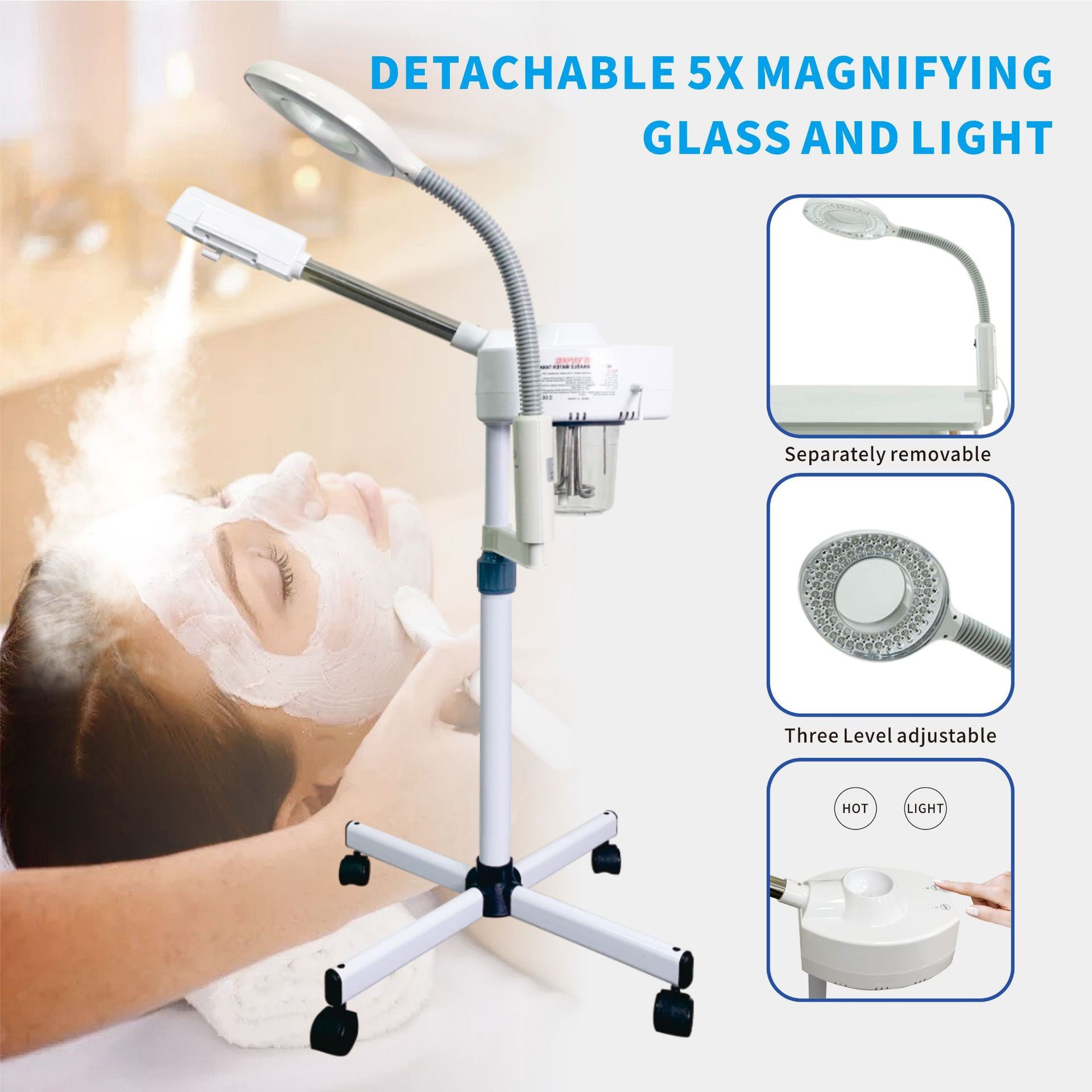 Hot Facial Spa Steam Machine With Lamp Light Beauty Salon Oxygen Jet Skin Cleaning Sprayer For Facial Steamer