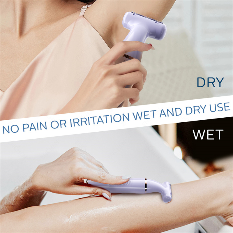 A1 Lilac Ladies Epilator Battery Powered Wet Shaver for Hair Removal Painless French English Household Use