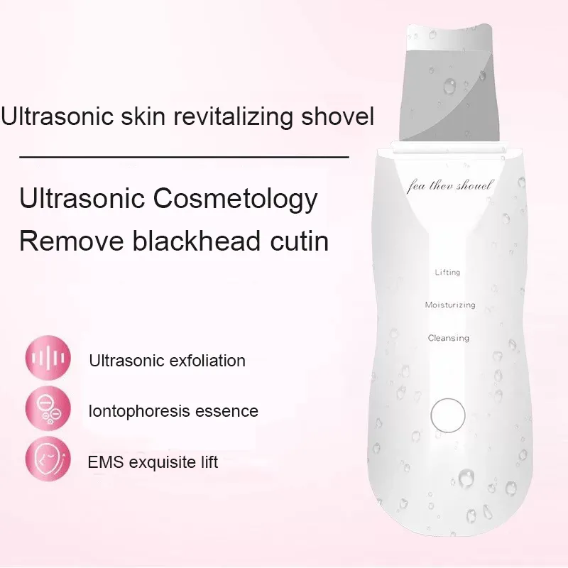 Facial Cleaner Ultrasonic Skin Scrubber Gold Blackhead Removal Beauty Machine Removing Kit Scraper