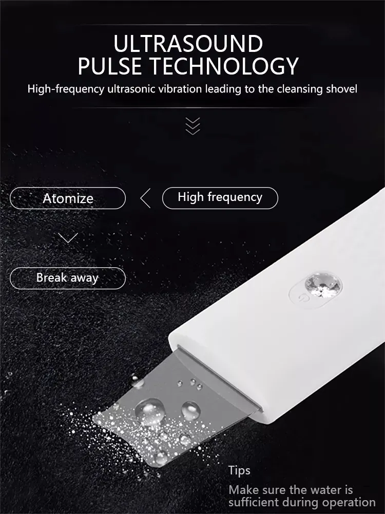 Ultrasonic Face Skin Scrubber Blackhead Acne Removal Facial Vibration Massager Peeling Shovel Exfoliator Clean Machine