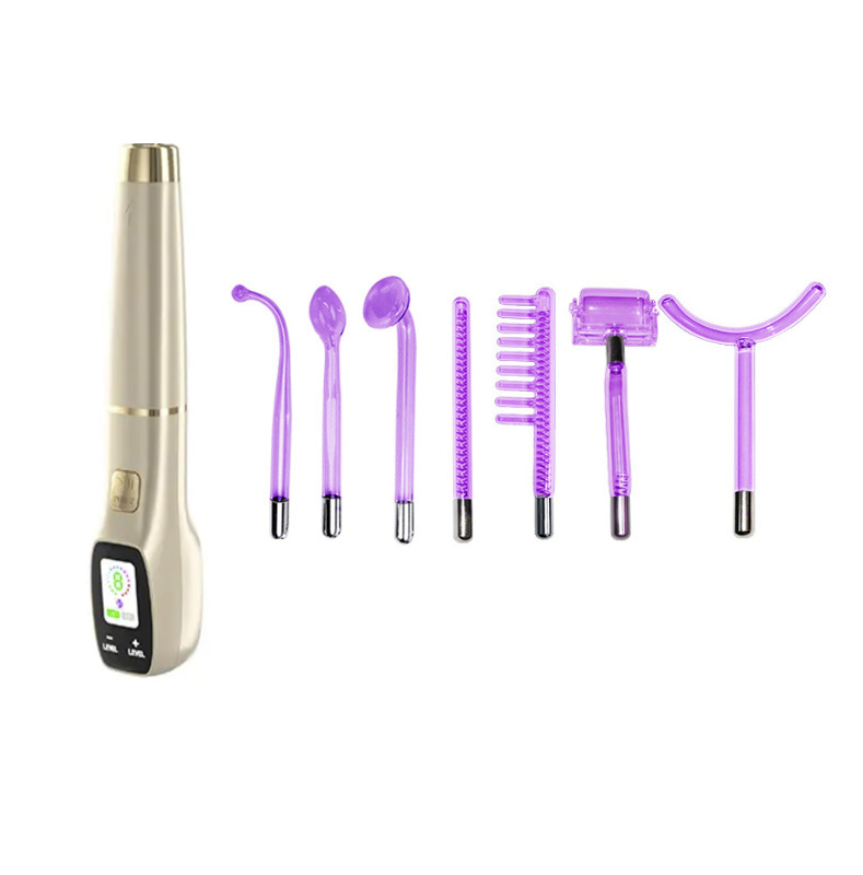 LCD Screen High Frequency Handheld Electrotherapy Skin Care Galvanic High Frequency Wand Facial Machine