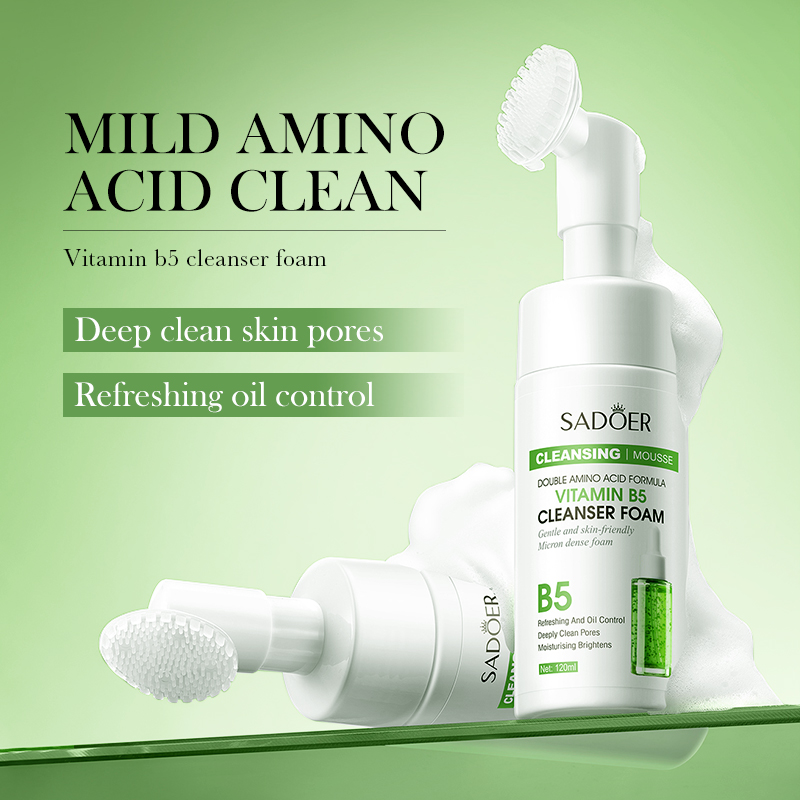 Organic Foaming Acne Face Wash Moisturizing Deep Cleansing Mousse Exfoliating Bubble Facial Cleanser With Brush Korean Natural