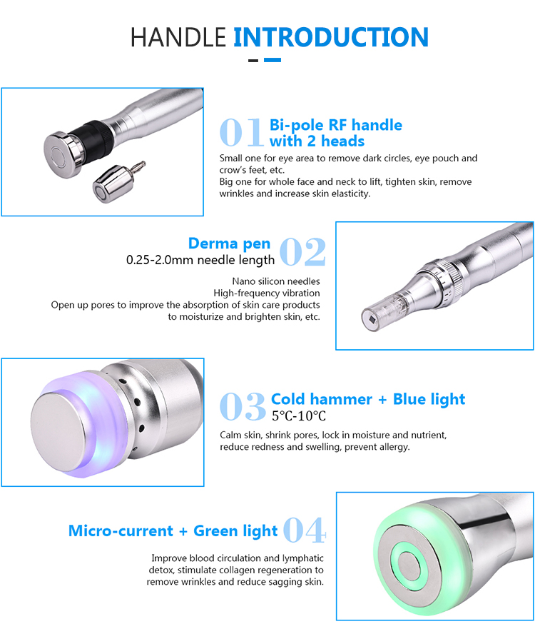 Multifunctional RF Microneedling Facial Beauty Machine with LED