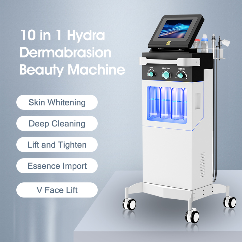 10-in-1 Oxygen Jet Peel Beauty Machine Skin Rejuvenation Whitening RF Aqua Skin Scrubber Salon Facial Machine for Face Use
