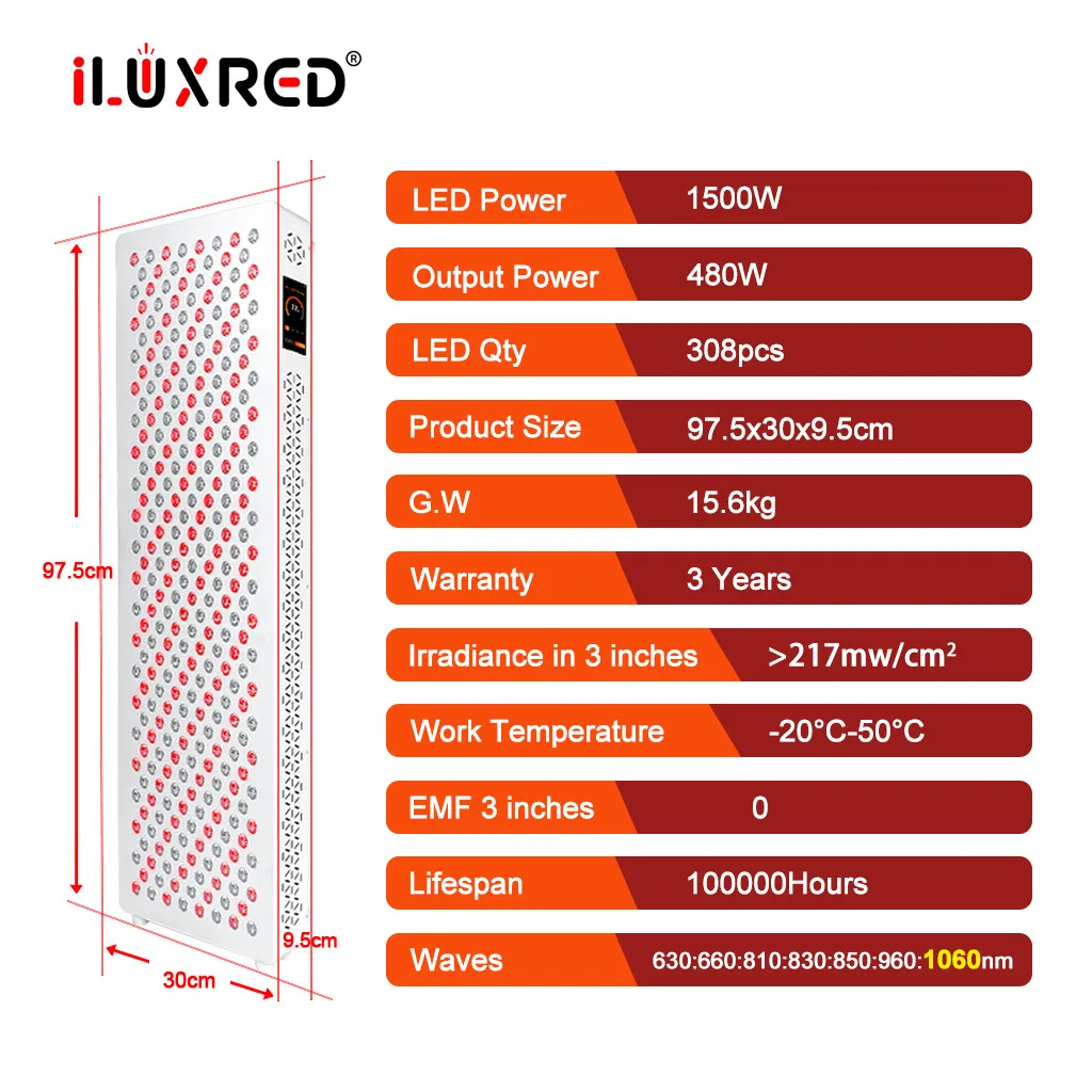 1500W Custom PDT Machine Phototherapy Device Infrared LED Red Light Therapy Sauna Panel Bed Device Handheld