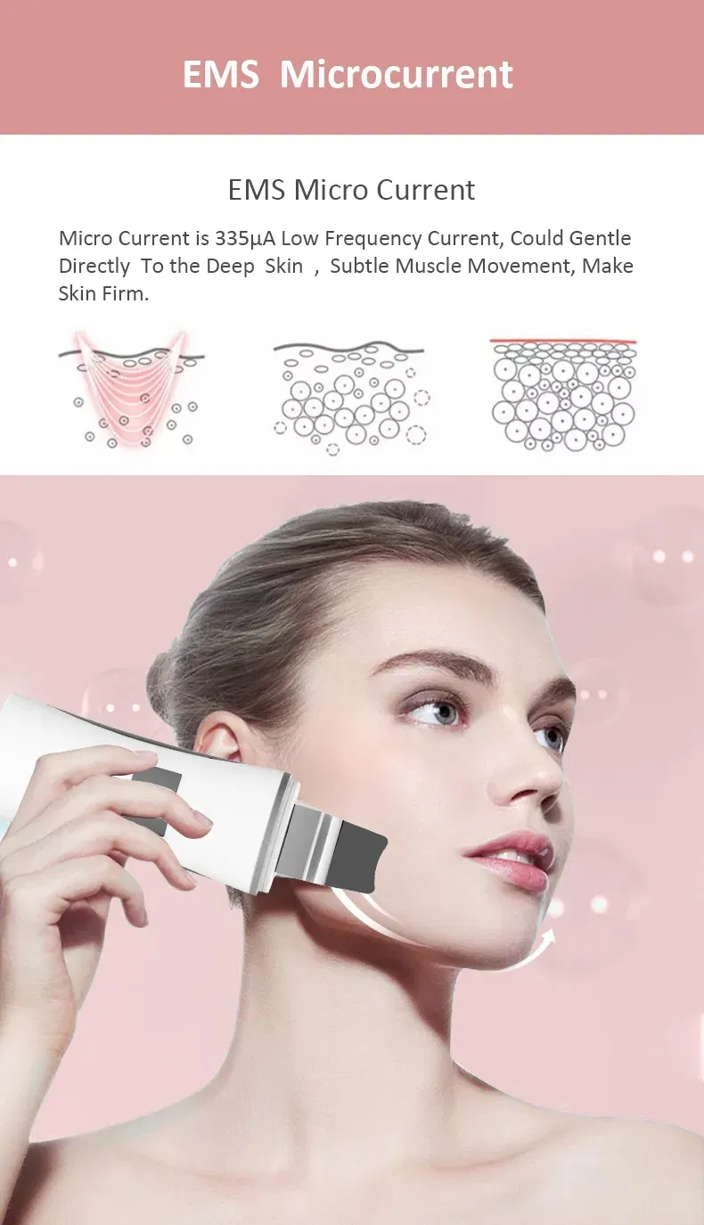 Professional Electric Rejuvenation Beauty Face Care Ultrasonic Facial Spatula Blackhead Remove Pore Cleanse Peeling Exfoliator Skin Scrubber