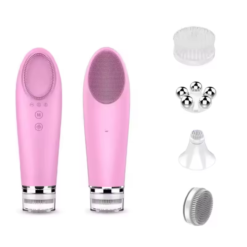PAKISS Hot New 4-in-1 Multifunction Electric Cleaning Brush Silicone Waterproof Sonic Facial Cleansing Ionic for Household Use
