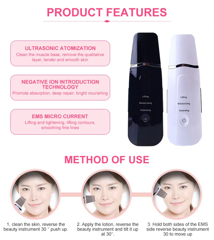 in Stock Smart Facial Cleansing Ultrasonic Skin Scrubber