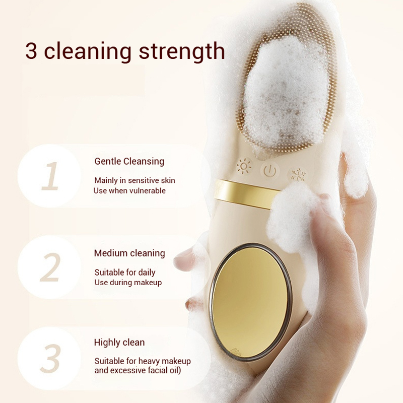 Skin Care Heat Cold Face Cleansing Machine Sebum Removal Pore Deep Clean Silicone Electric Facial Vibration Cleanser Brush