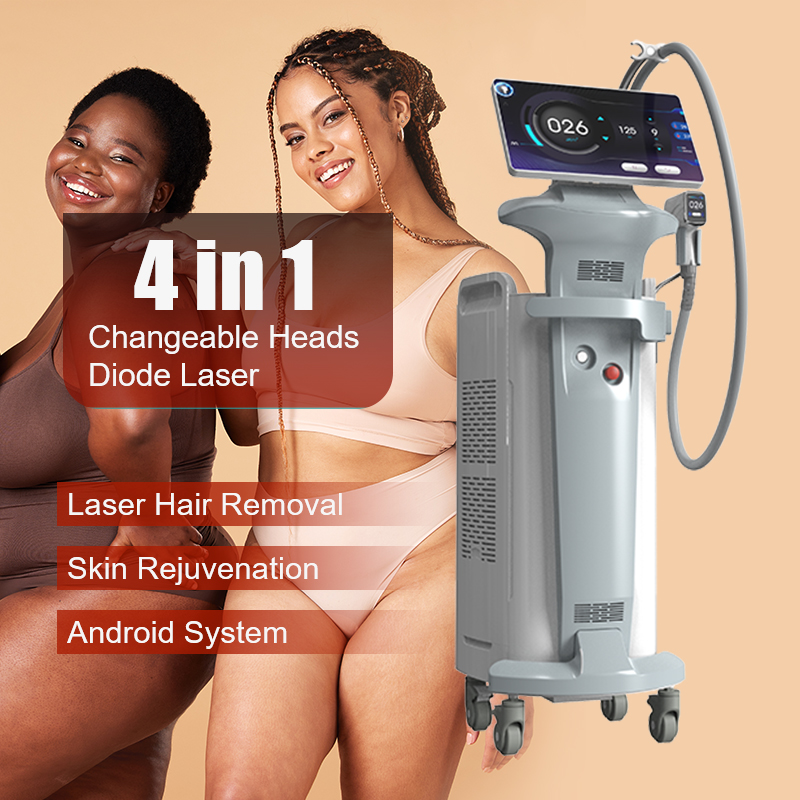 4 Spot Size Exchangeable Permanent Hair Removal Device755nm 940nm 1064nm 808NM Diode Laser Hair Removal Device