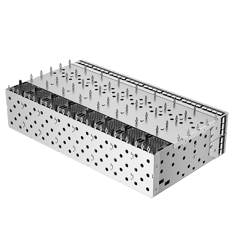2274867-6 TE Compatible Through Hole 320P Press-Fit 2x8 EMI Shielded SFP+ Cage With Light Pipe