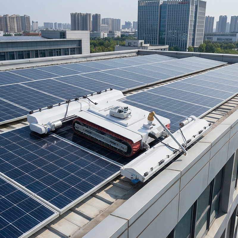 Anti-Fall Ai-Driven Light Weight Autonomous PV Railed Panel Cleaning Robot