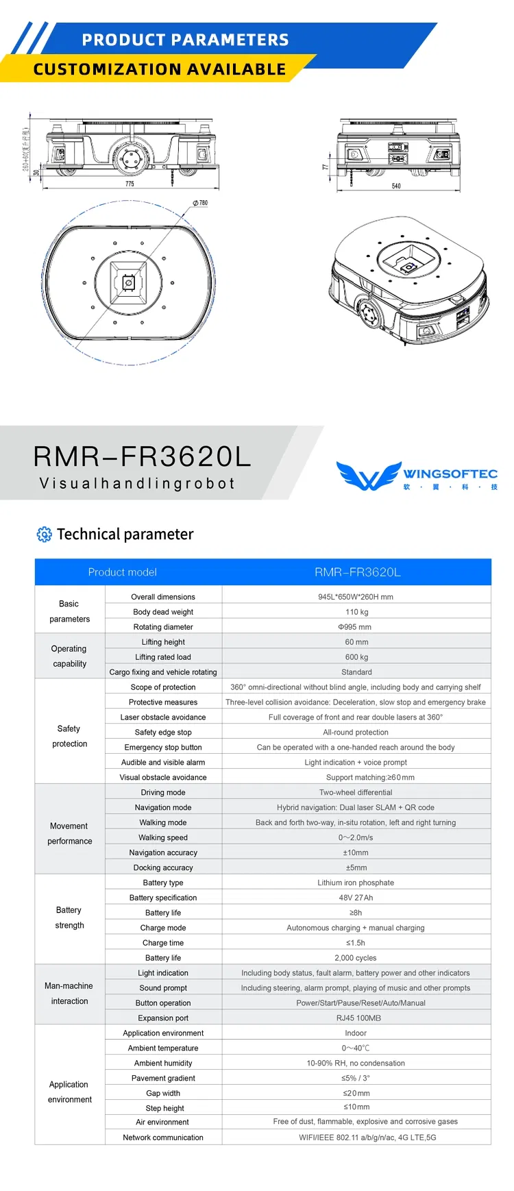 Efficient Mobile Agv Robot for Heavy Material Transport