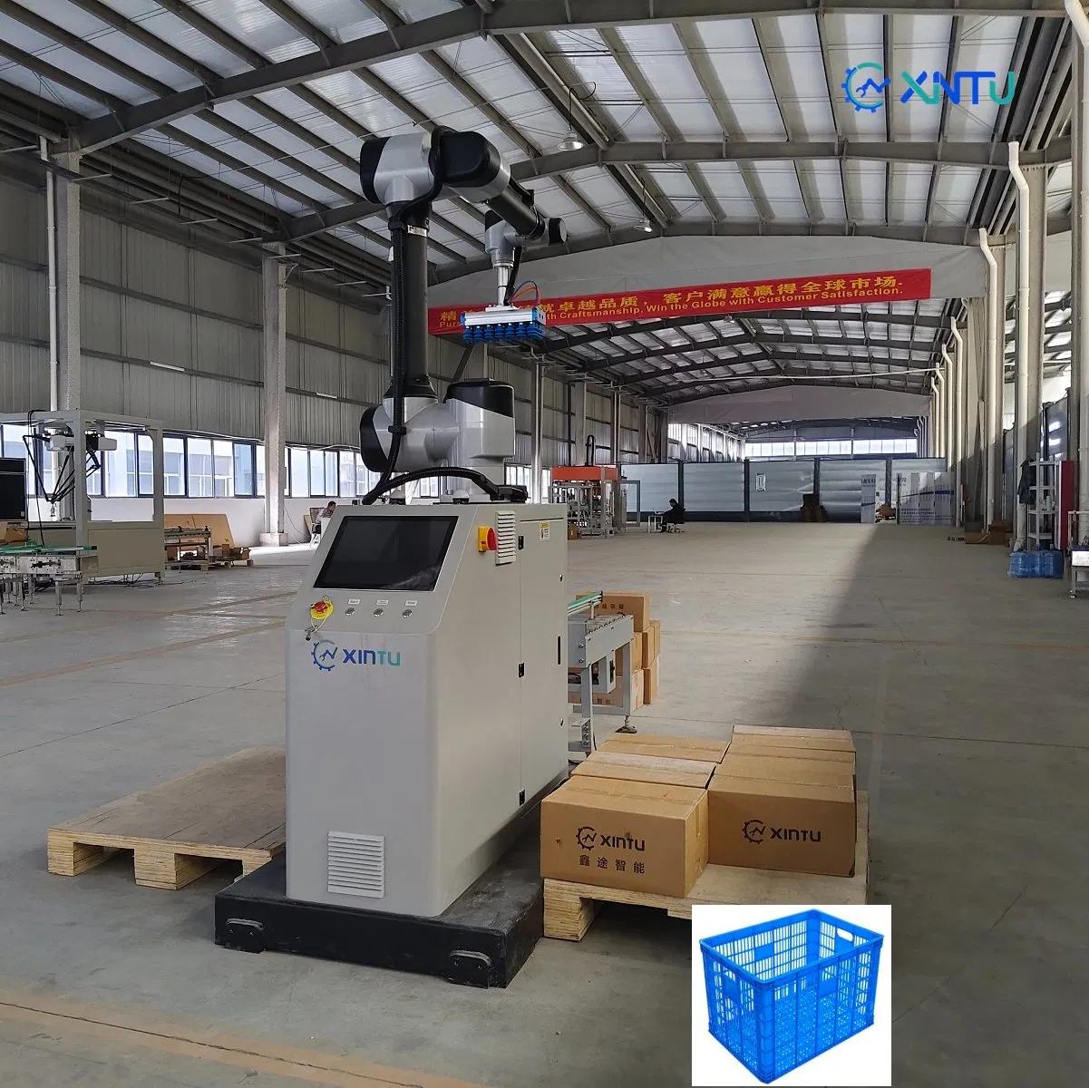 Automated Plastic Turnover Crate Handling: Cobot Robot Boost Warehouse Efficiency