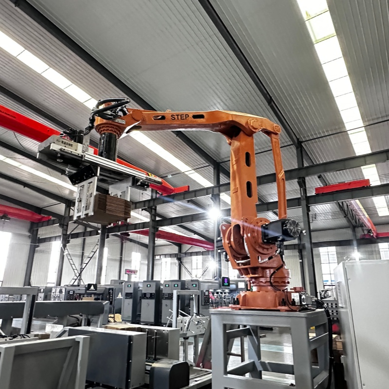 High Speed/Payload/Automatic Industrial/Intelligent Palletizing Robot for Corrugated Box with Reliable PLC Controlled/User Friendly/Low Maintenance/Staggered.